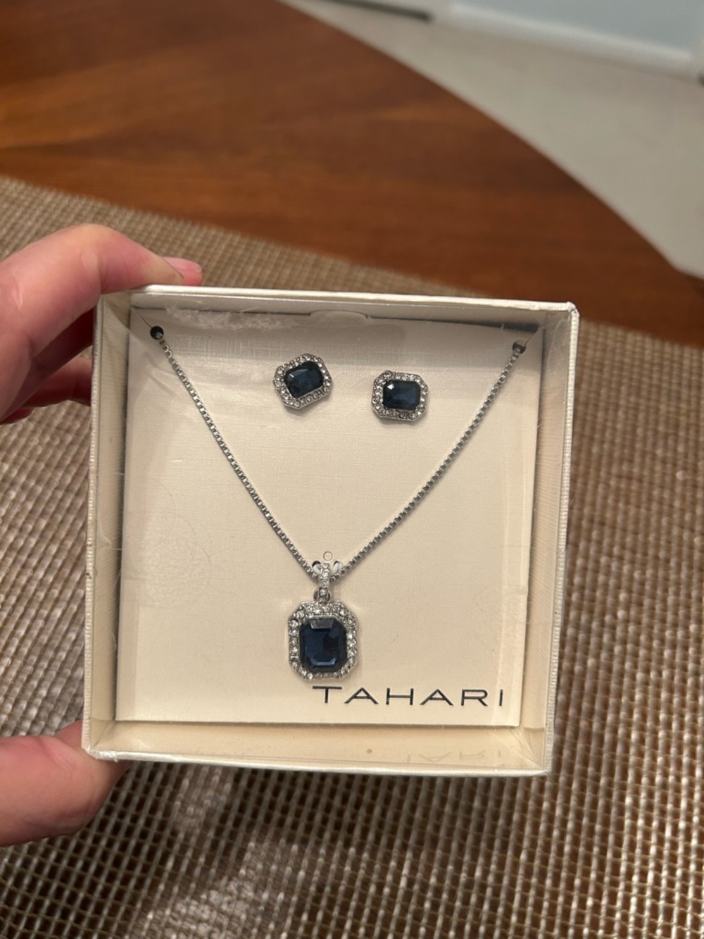 Tahari Silver tone Necklace & Stud Earrings